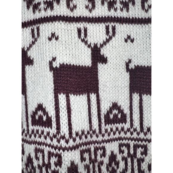 Anthropologie Shrinking Violet Reindeer Sweater Women's Large-Burgundy - Picture 9 of 10